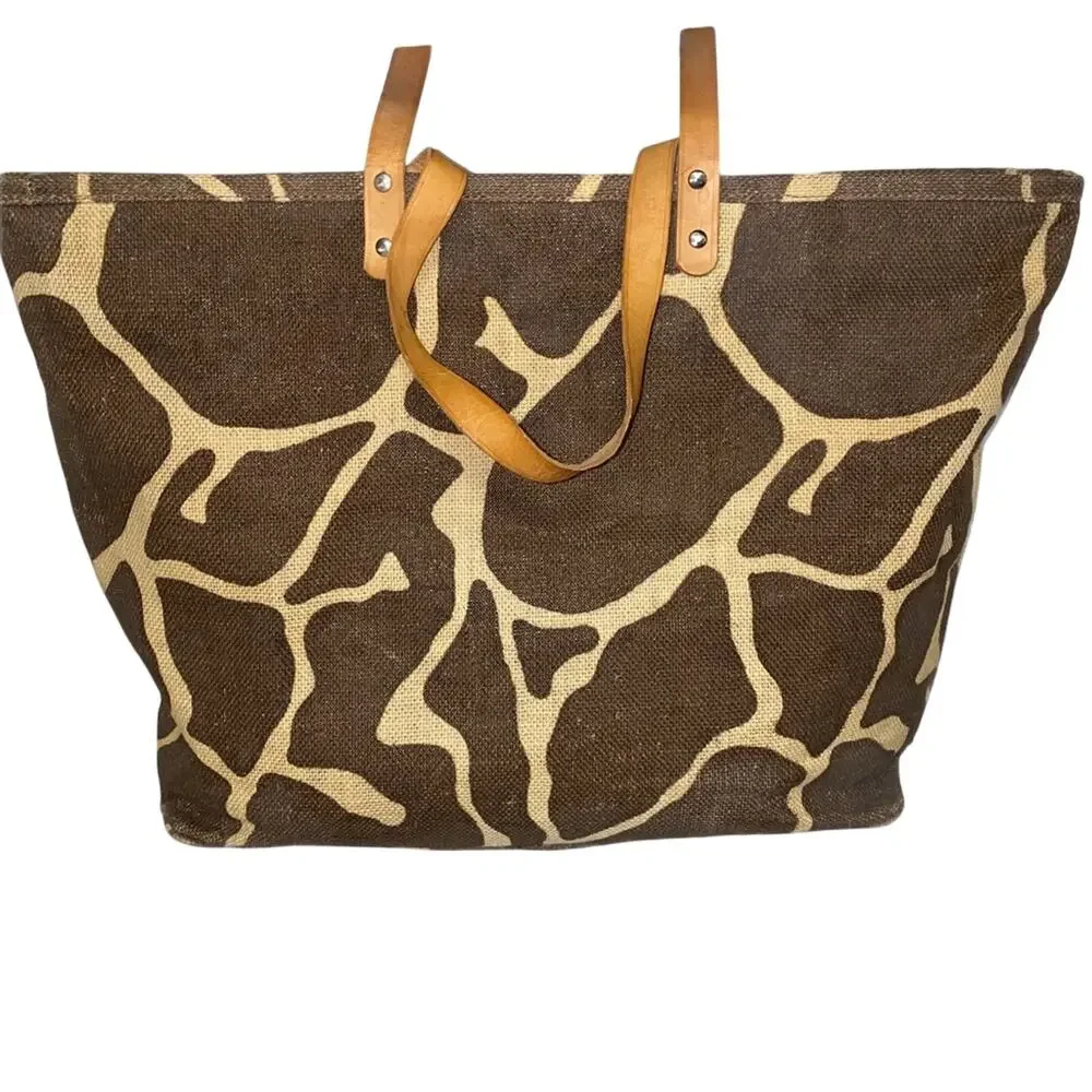 Murval Giraffe Print Tote Bag Monogram PWN Canvas Oversized‎ Shopper